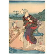 歌川国芳: Woman at the river (title not original) - Austrian Museum of Applied Arts