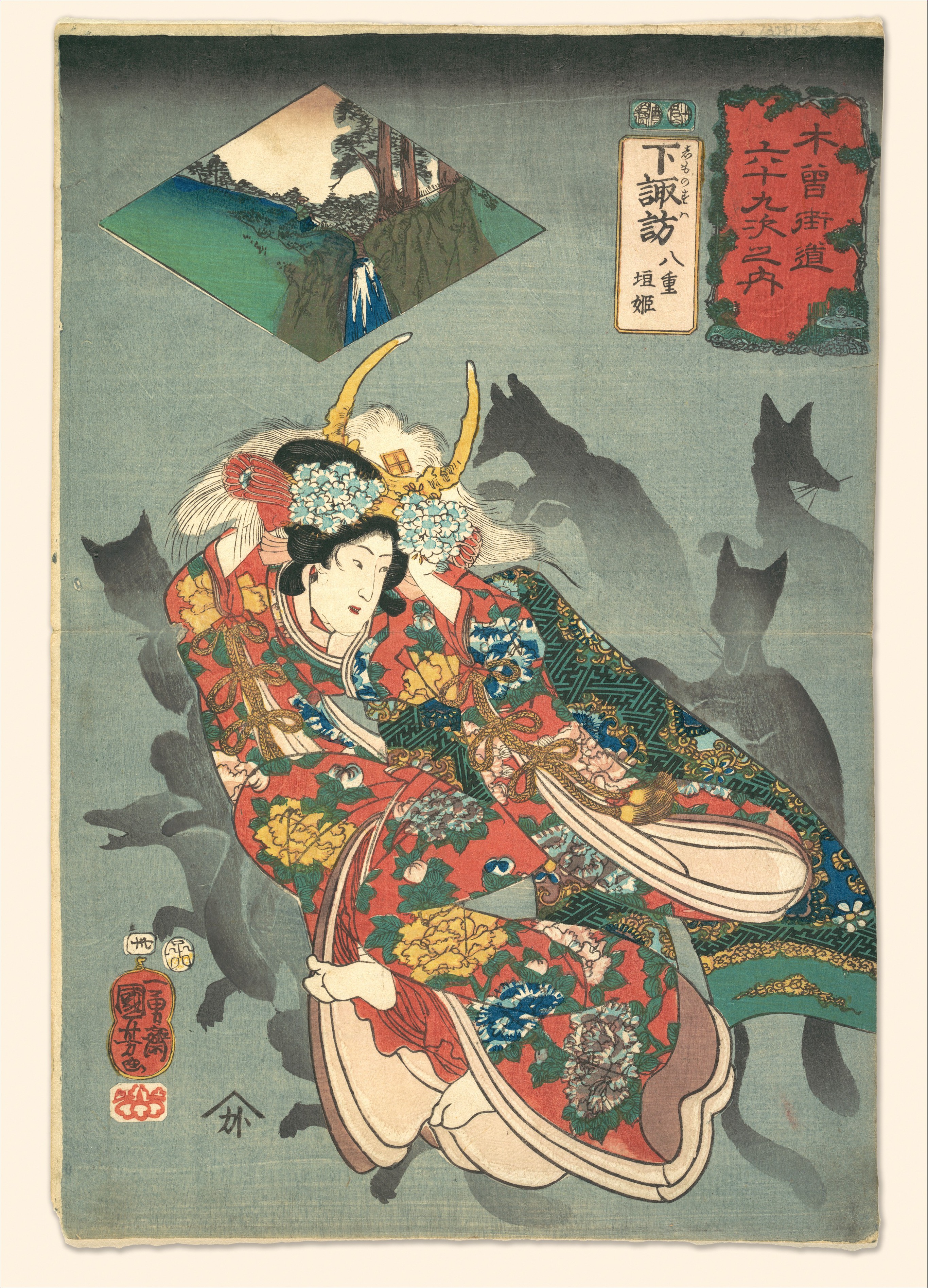 Utagawa Kuniyoshi: No. 30 Shimo no Suwa 下諏訪/ Kisokaido rokujoku 