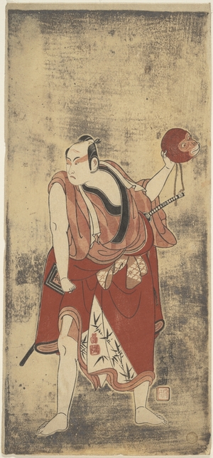 Ippitsusai Buncho: The Actor Ichikawa Komazo I as a Man Holding a Monkey Mask - Metropolitan Museum of Art