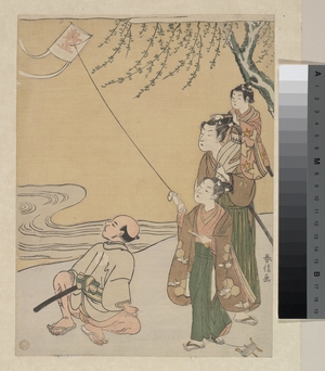 Suzuki Harunobu, 鈴木春信 (Suzuki Harunobu (Japanese, 1725–1770))による浮世絵「Kite Flying」