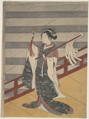 Suzuki Harunobu: Girl on Balcony above Stone Stairway - Metropolitan Museum of Art
