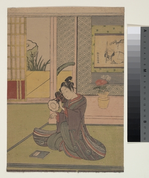 鈴木春信: Young Man Playing a Noh Drum - メトロポリタン美術館