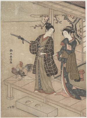 Suzuki Harunobu: Gentleman Taking Leave of His Lady on a Veranda - Metropolitan Museum of Art