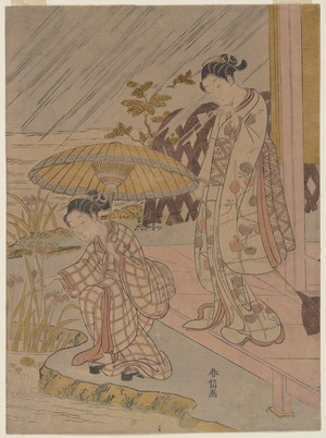 鈴木春信: Viewing Iris in the Rain - メトロポリタン美術館