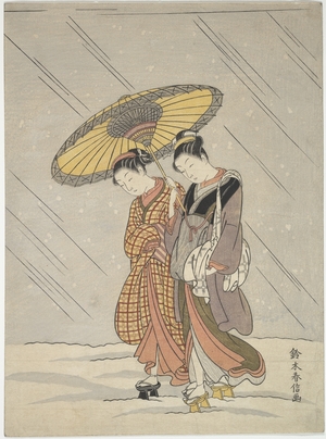 鈴木春信: Two Women in a Storm - メトロポリタン美術館