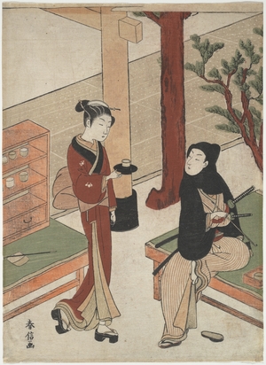 Suzuki Harunobu: Osen Waiting on a Young Samurai - Metropolitan Museum of Art