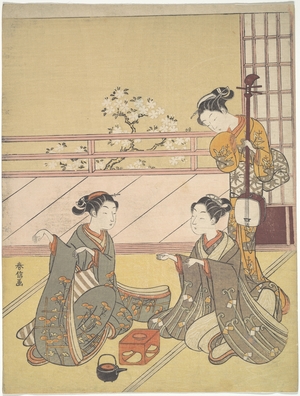 Suzuki Harunobu: Young Women Playing Kitsune-ken (Fox Game) - Metropolitan Museum of Art