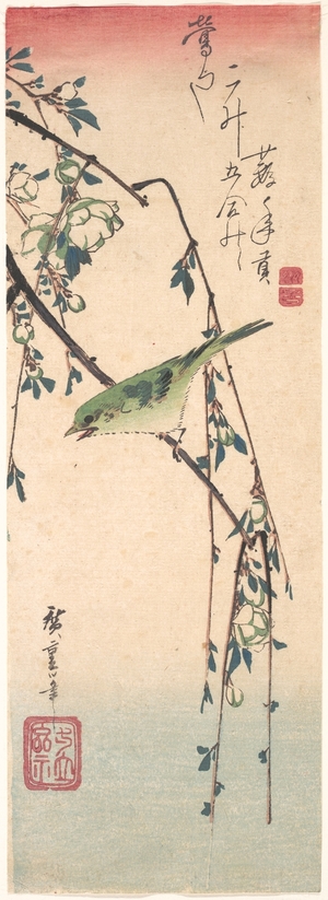 Utagawa Hiroshige: Warbler on a Plum Branch - Metropolitan Museum of Art