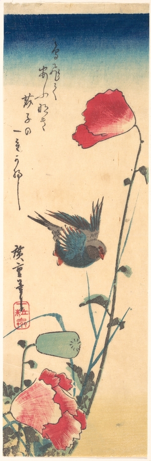 Utagawa Hiroshige: Bluebird and Flowering Poppies - Metropolitan Museum of Art