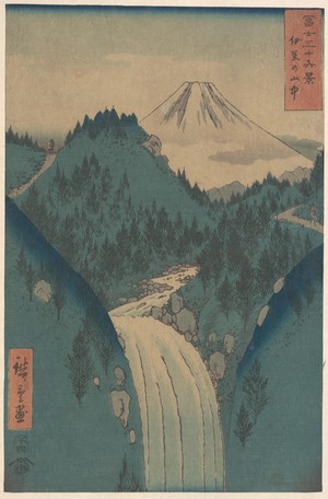 歌川広重: View of Fuji san from the Mountains in the Province of Izu (Izu no Sanchu), from the series Thirty-six Views of Mount Fuji (Fugaku sanjûrokkei) - メトロポリタン美術館