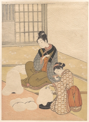 Suzuki Harunobu: Evening Snow on the Heater - Metropolitan Museum of Art