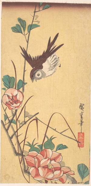 Utagawa Hiroshige: Roses and Sparrow - Metropolitan Museum of Art