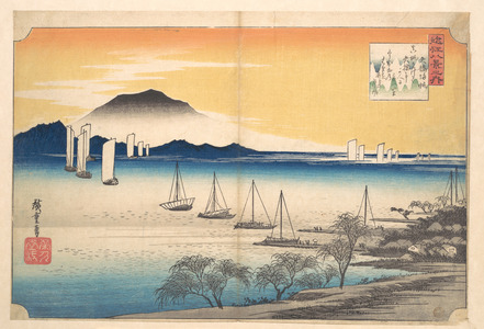 Utagawa Hiroshige: Sailing Boats Returning to Yabase, Lake Biwa - Metropolitan Museum of Art