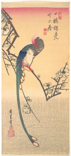 歌川広重: Bird on a Plum Branch - メトロポリタン美術館