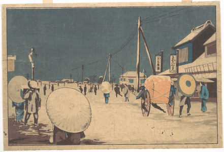 小林清親: Street Scene in the Outskirts of Edo on an Evening in Winter - メトロポリタン美術館