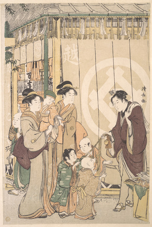 Torii Kiyonaga: Group before the Echigo-ya Dry-goods Shop on New Year's Day - Metropolitan Museum of Art