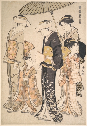 鳥居清長: Presenting Children at a Shrine, from the series, 