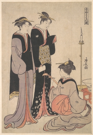 鳥居清長: Two Courtesans and a Geisha - メトロポリタン美術館