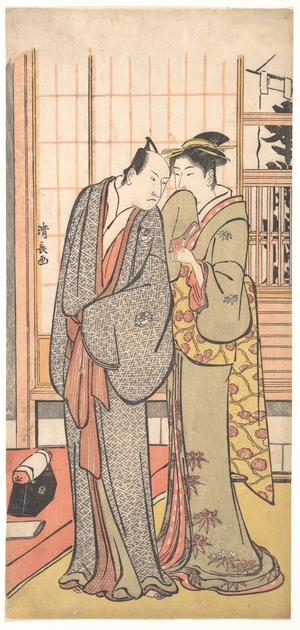 Torii Kiyonaga: Ichikawa Yaozo III with a Lady - Metropolitan Museum of Art