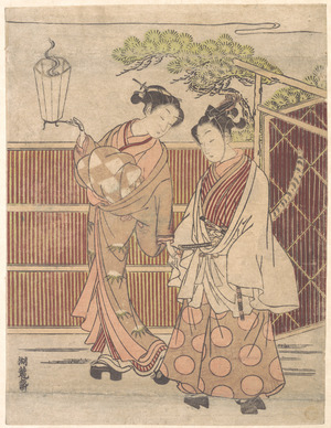 Isoda Koryusai: Reizei Carrying a Teshoku (Hand Lantern) - Metropolitan Museum of Art