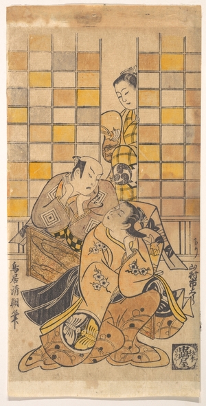 Torii Kiyotomo: Ichikawa Danjuro II as Kanto Koroku and Yamamura Ichitaro as Oichi - Metropolitan Museum of Art