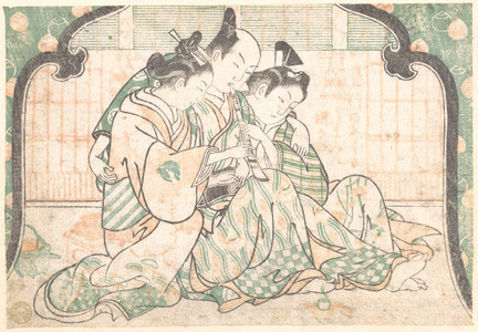 奥村政信: A Young Man Seated between Two Women - メトロポリタン美術館