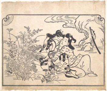 Hishikawa Moronobu: Lovers Beside Flowering Autumn Grasses - Metropolitan Museum of Art