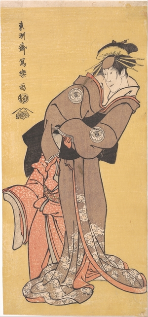 Toshusai Sharaku: Actor Segawa Tomisaburo II as the Courtesan Toyama and Actor Ichikawa Kurizo as Higashiyama Yoshiwakamaru - Metropolitan Museum of Art