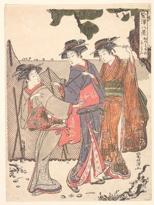 Masanobu: Three Women Standing on the Seashore - メトロポリタン美術館