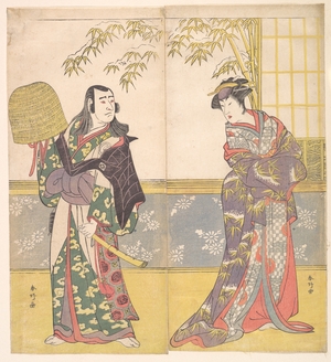 勝川春好: Sawamura Sojiro II and Sanogawa Ichimatsu in the IX Act of the Drama 