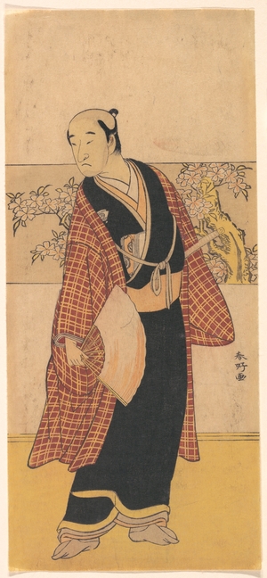 Katsukawa Shunko: An Unidentified Actor Stands with an Open Fan in His Hand - Metropolitan Museum of Art