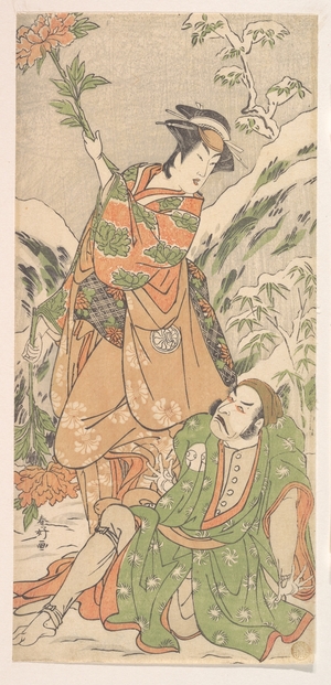 勝川春好: Arashi Ryuzo and the Third Segawa Kikunojo in a Shosa Act - メトロポリタン美術館