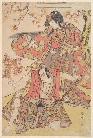 Katsukawa Shunsho: Segawa Kikunojo III as a Woman Standing under a Maple Tree in the Autumn - Metropolitan Museum of Art