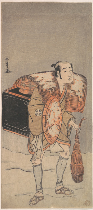 Katsukawa Shunsho: Otani Tomoemon (?) as a Peddler Trudging Through the Snow - Metropolitan Museum of Art