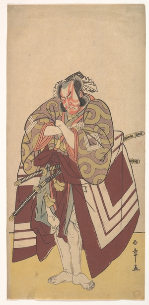 勝川春章: The Fourth Ichikawa Danjuro as Arakawataro Makezu in Shibaraku - メトロポリタン美術館