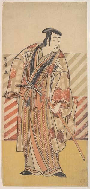勝川春章: Onoe Matsusuke as a Samurai of the Fujiwara Clan - メトロポリタン美術館
