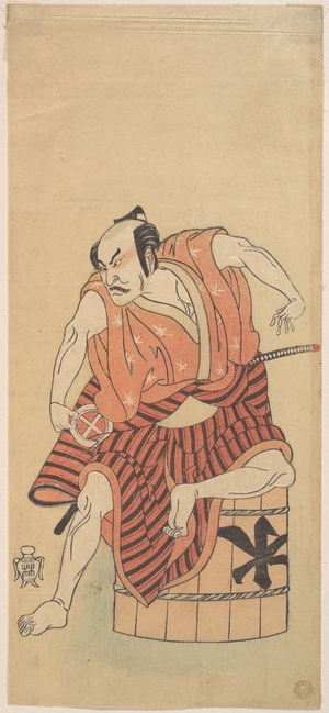 勝川春章: The Third Otani Hiroemon as an Otokodate Seated Upon an Inverted Tub - メトロポリタン美術館