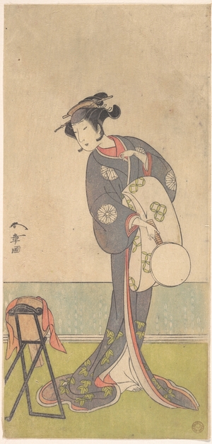 勝川春章: The First Nakamura Tomijuro as an Oiran Standing in a Room - メトロポリタン美術館