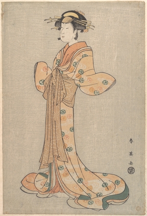 Katsukawa Shun'ei: Portrait of the Actor Nakamura Yasio as an Oiran Standing, Facing to the Left - Metropolitan Museum of Art