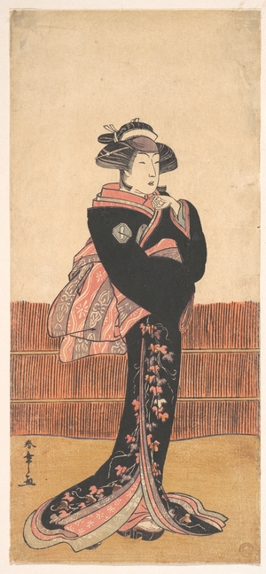 勝川春章: The Third Azuma Tozo as a Woman in a Black Kimono - メトロポリタン美術館