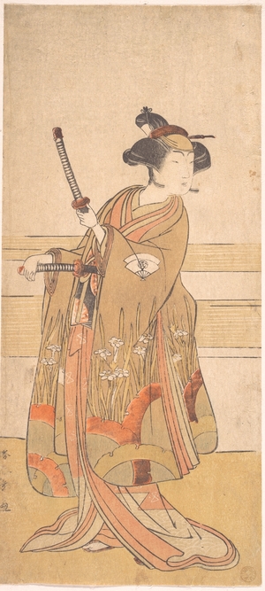 勝川春章: Onoe Tamizo as a Samurai Woman - メトロポリタン美術館