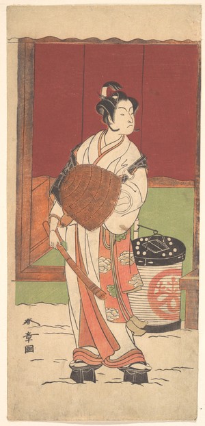 勝川春章: The Actor Ichikawa Monosuke II in the Role of Daito-no-miya Disguised as a Komuso - メトロポリタン美術館
