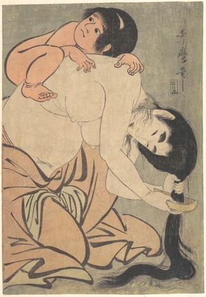 Kitagawa Utamaro: Yamauba Combing Her Hair and Kintoki - Metropolitan Museum of Art