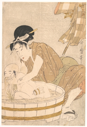 Kitagawa Utamaro: Woman Washing Baby in Tub - Metropolitan Museum of Art