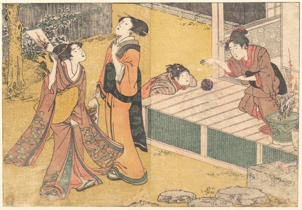 喜多川歌麿: New Year's Games, from the printed book Flowers of the Four Seasons (Shiki no hana) - メトロポリタン美術館