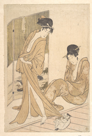 Kitagawa Utamaro: Two Young Women Wrapped in Yukata After a Bath - Metropolitan Museum of Art