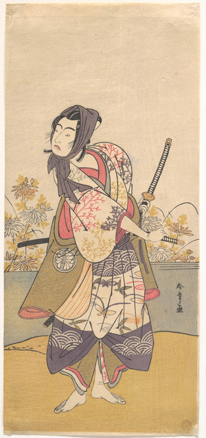 勝川春章: The Third Segawa Kikunojô in the Role of Soga no Gorô Tokimune - メトロポリタン美術館