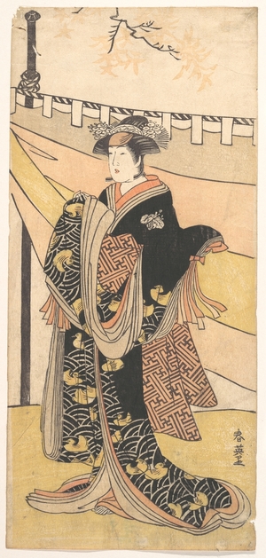 Katsukawa Shun'ei: The Actor Nakayama Tomisaburo as a Woman at a Picnic under Autumn Maple Trees - Metropolitan Museum of Art