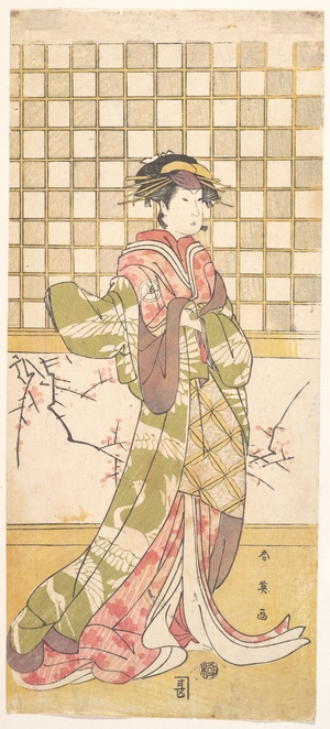 勝川春英: An Actor of the Iwai Clan as a Woman - メトロポリタン美術館