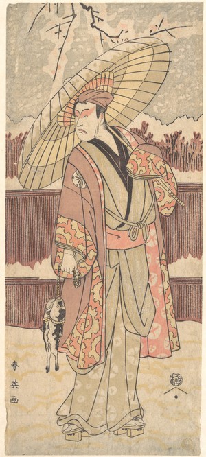 Japanese Print "The Fourth Matsumoto Koshiro as a Man Walking under an Umbrella" by Katsukawa Shun'ei, 勝川春英 (Katsukawa Shun'ei (Japanese, 1762–1819))